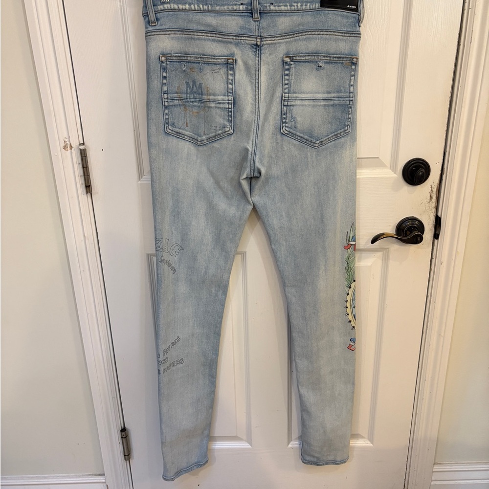 AMIRI Zig Zag Light Blue Skinny Jeans